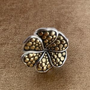 Sterling silver and gold dots flower ring